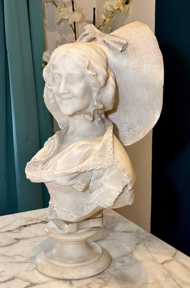 Busto raffigurante Dama con Cappello Marmo-photo-7