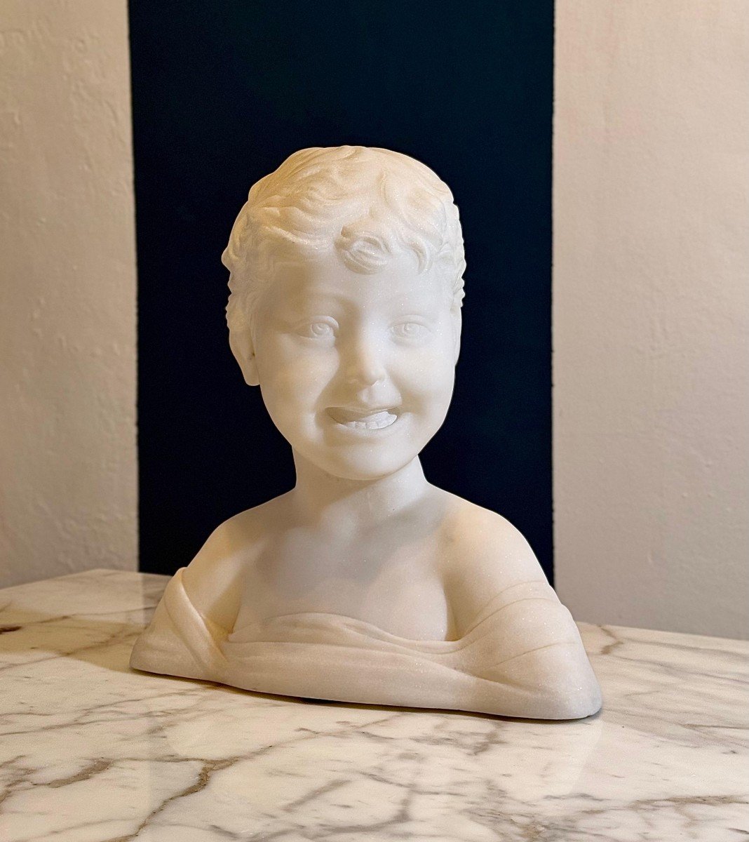 Busto raffigurante un bellissimo bambino sorridente Marmo-photo-6