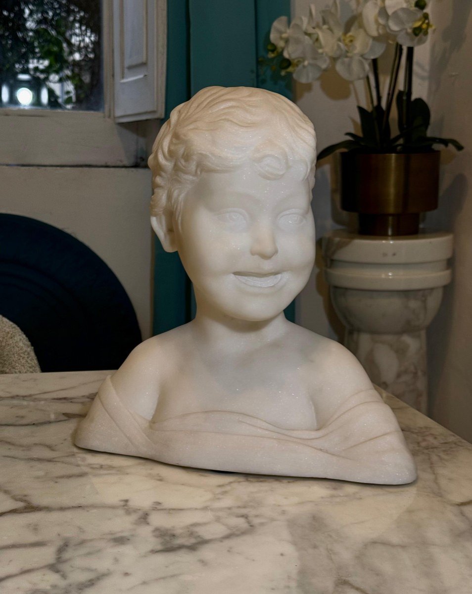 Busto raffigurante un bellissimo bambino sorridente Marmo-photo-8