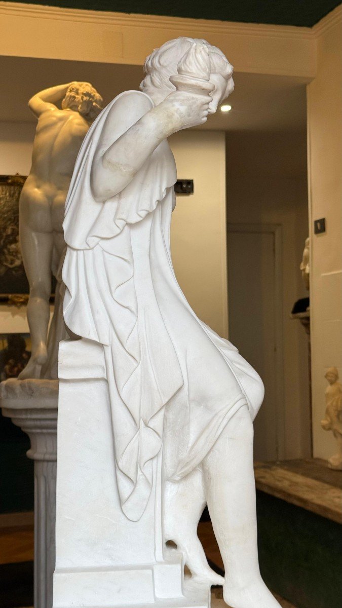  Statua raffigurante una giovane fanciulla classica Marmo di Carrara -photo-3