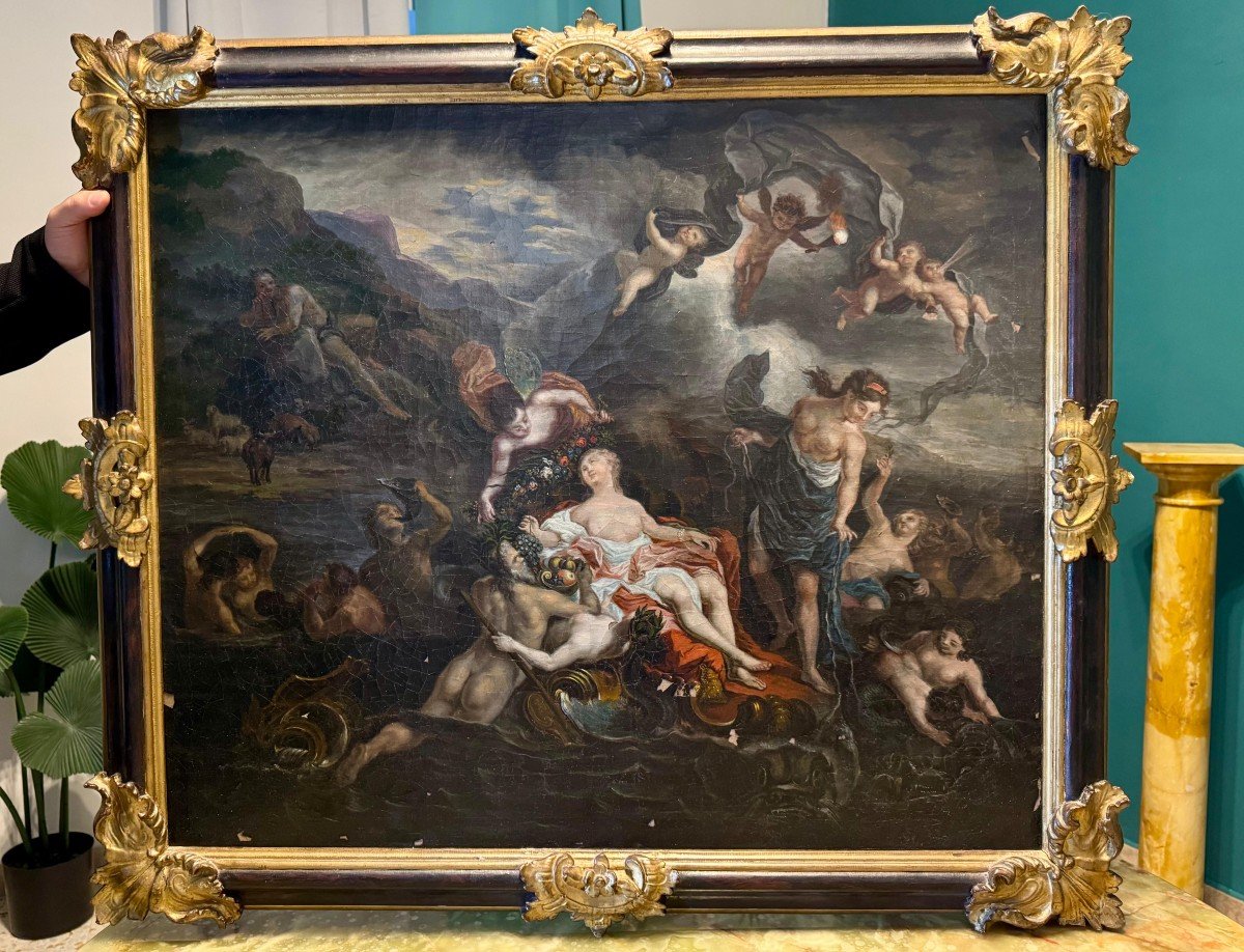 Il Trionfo di Galatea Olio su tela del XVIII° secolo-photo-6