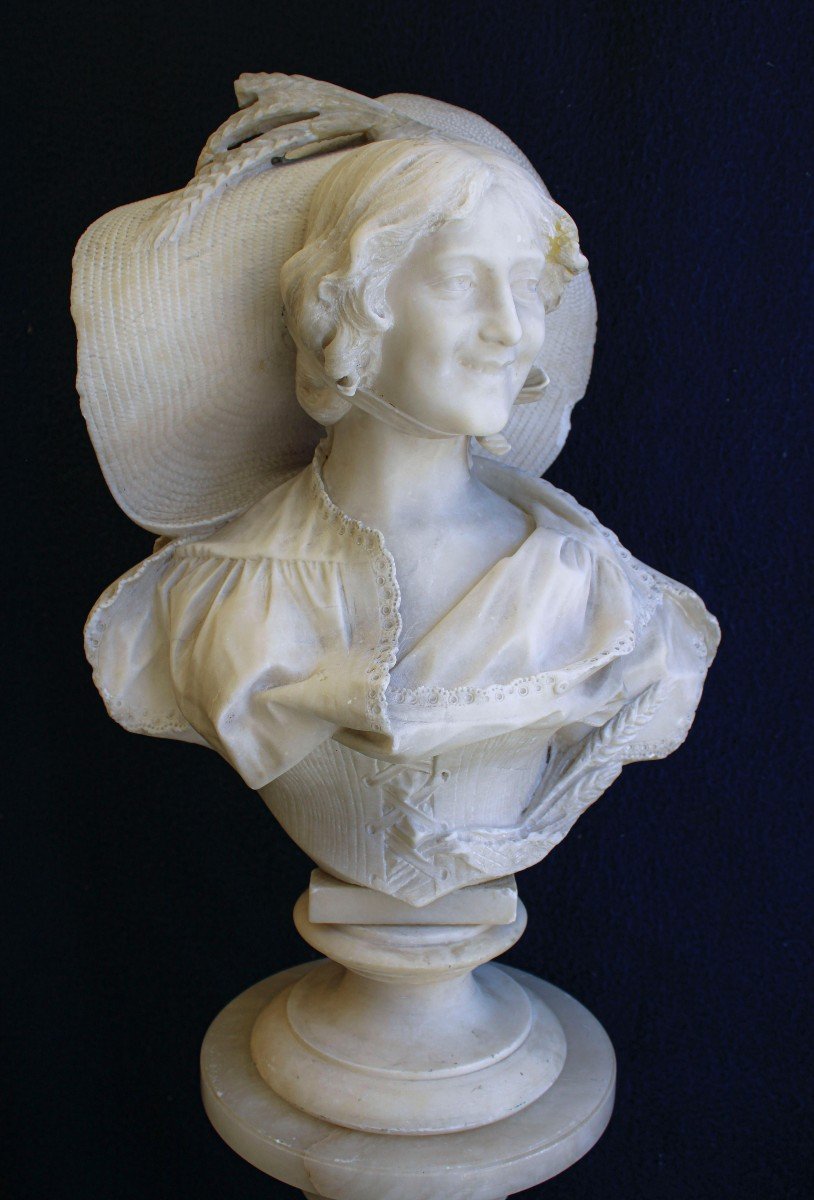 Busto raffigurante giovane donna sorridente Marmo-photo-4