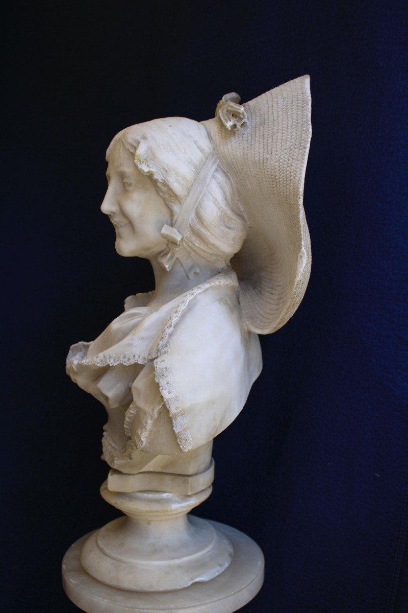 Busto raffigurante giovane donna sorridente Marmo-photo-6