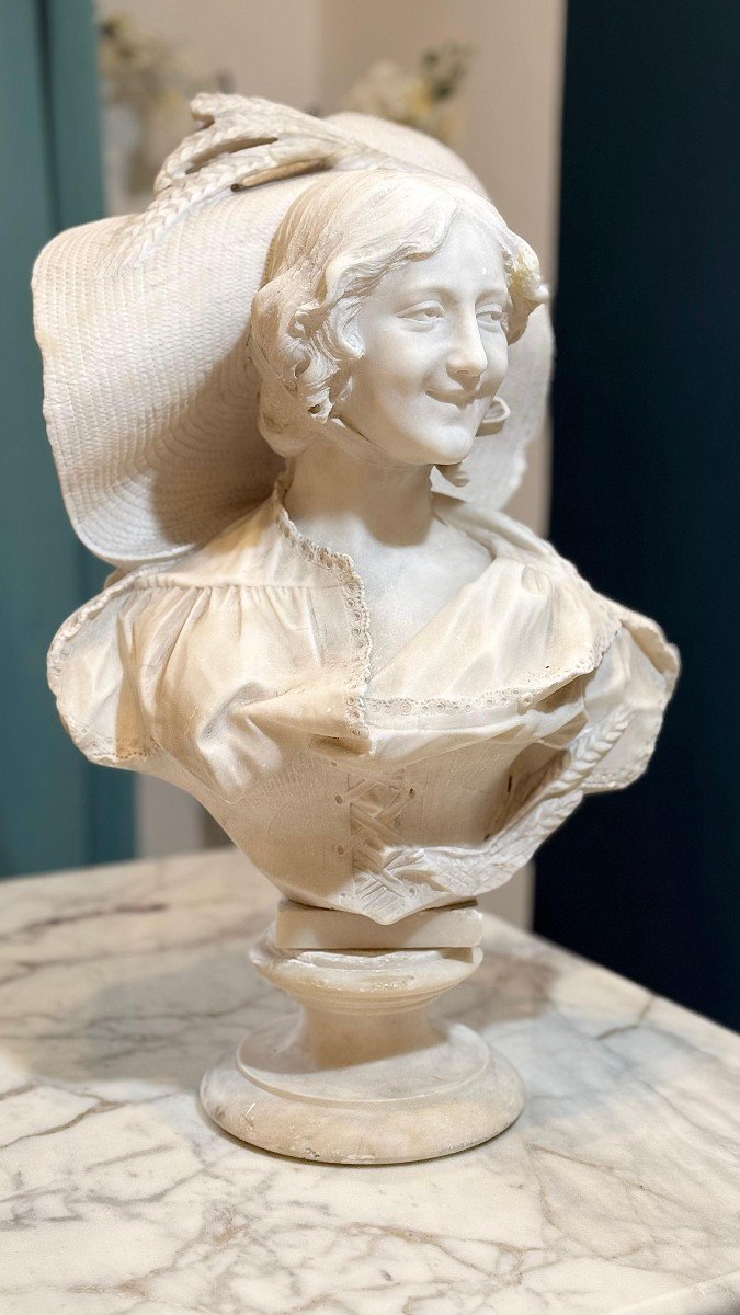 Busto raffigurante giovane donna sorridente Marmo-photo-8