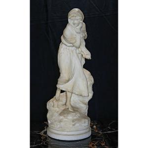 Statua raffigurante una contadina Marmo Carrara 