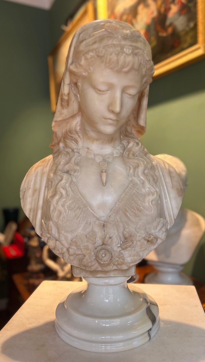 Scultura busto femminile in marmo, 1880 circa