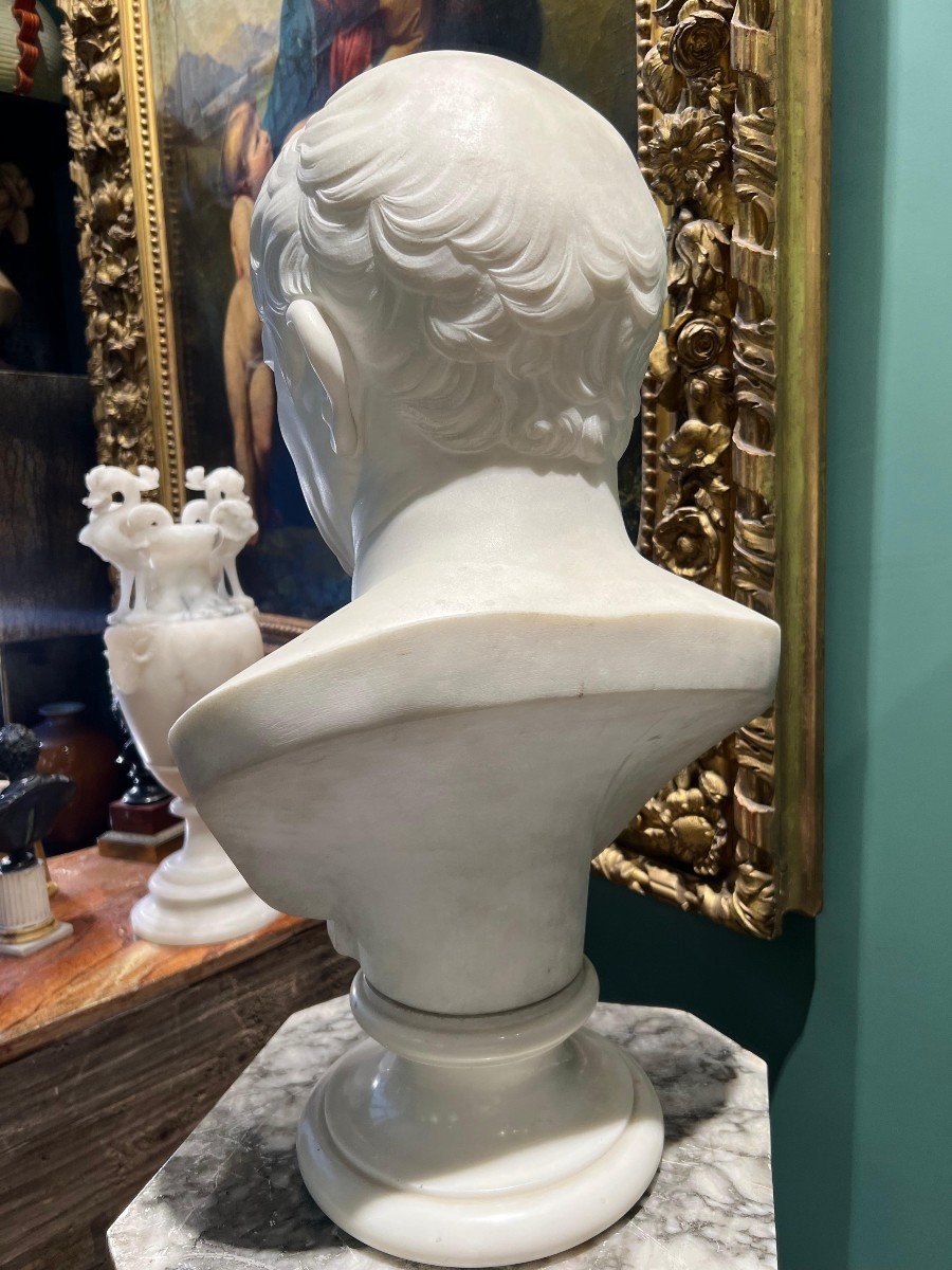 Busto neoclassico in marmo di Carrara raffigurante Catone-photo-4