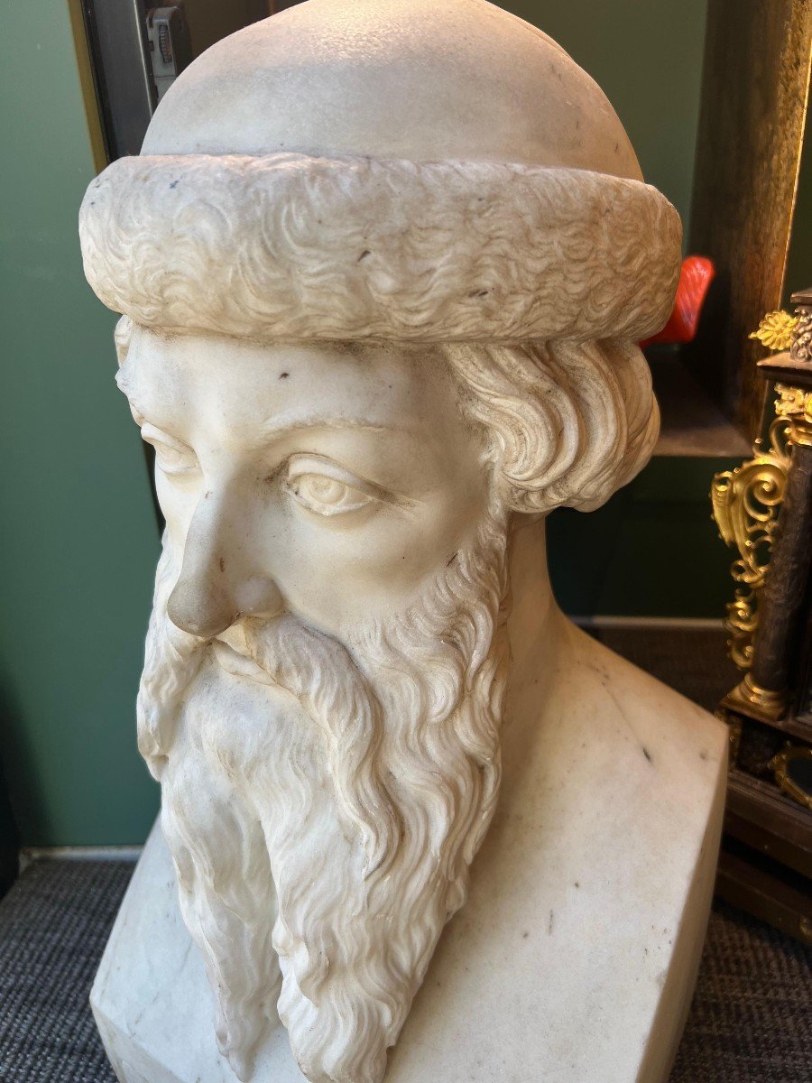 Busto in marmo raffigurante Gutenberg, firmato De Carlis-photo-3