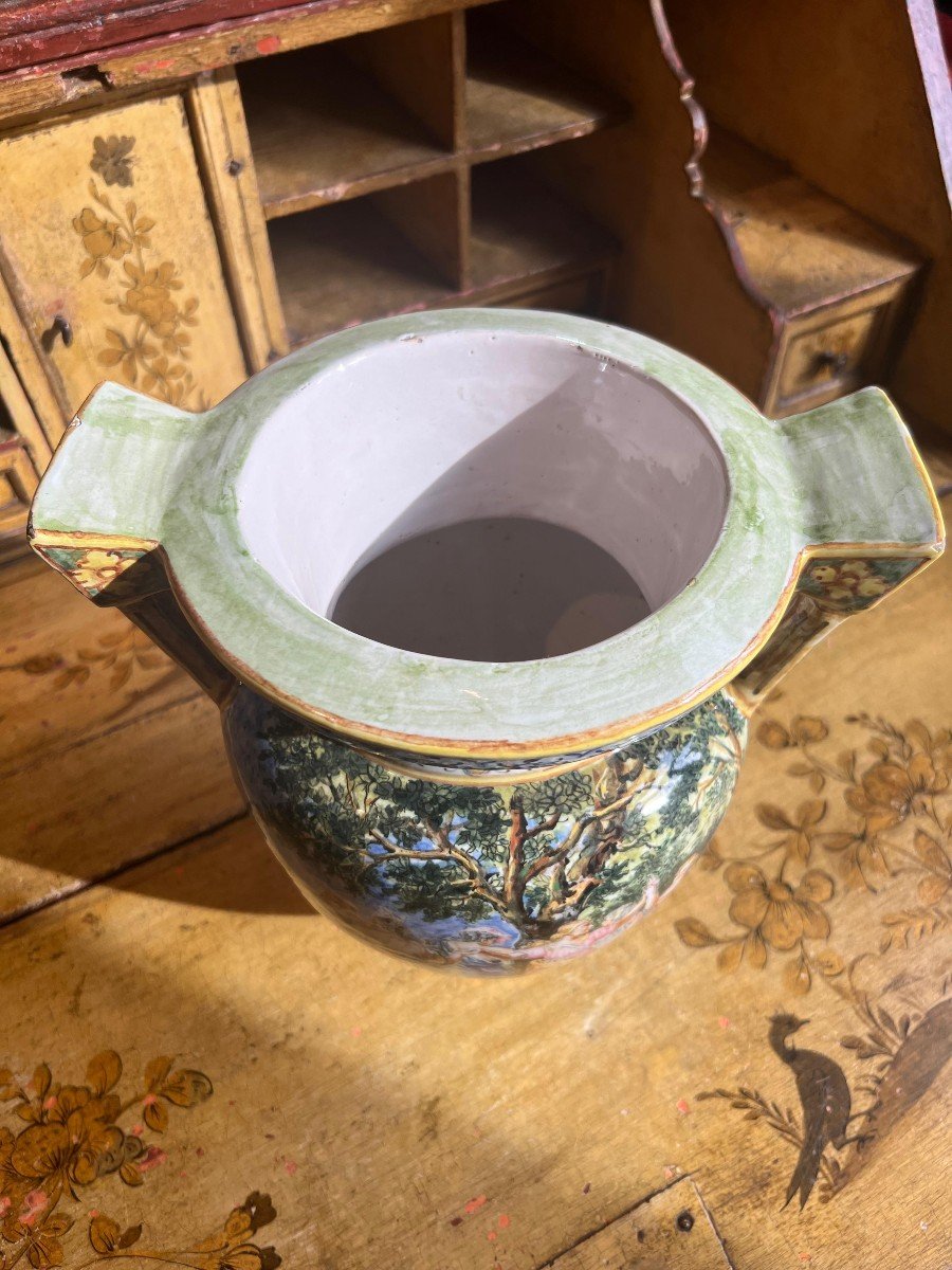 Vaso biansato in ceramica di gusto rinascimentale, firmato Minghetti Bologna-photo-1