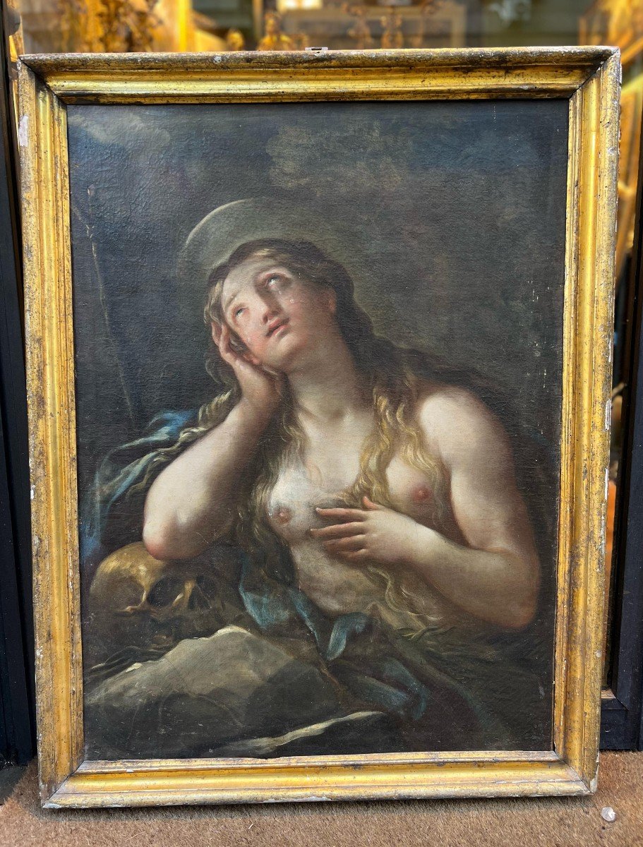 Dipinto olio su tela "Maddalena". Scuola bolognese, metà XVII sec.