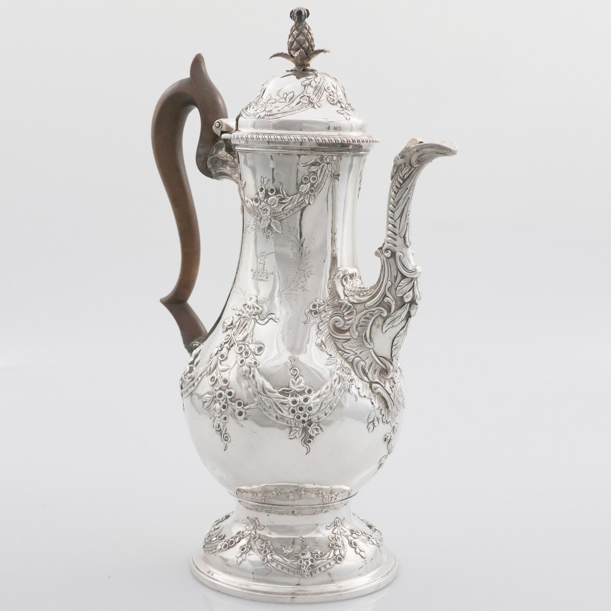 Caffettiera in argento sterling Giorgio III, Charles Wright, Londra, 1771-photo-3