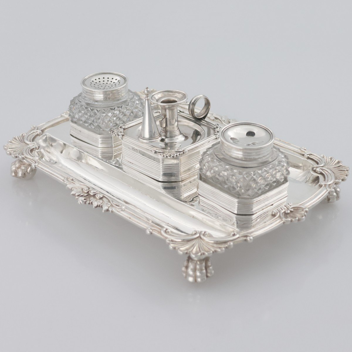 Calamaio in argento sterling Giorgio III, John Cramer, Londra, 1812