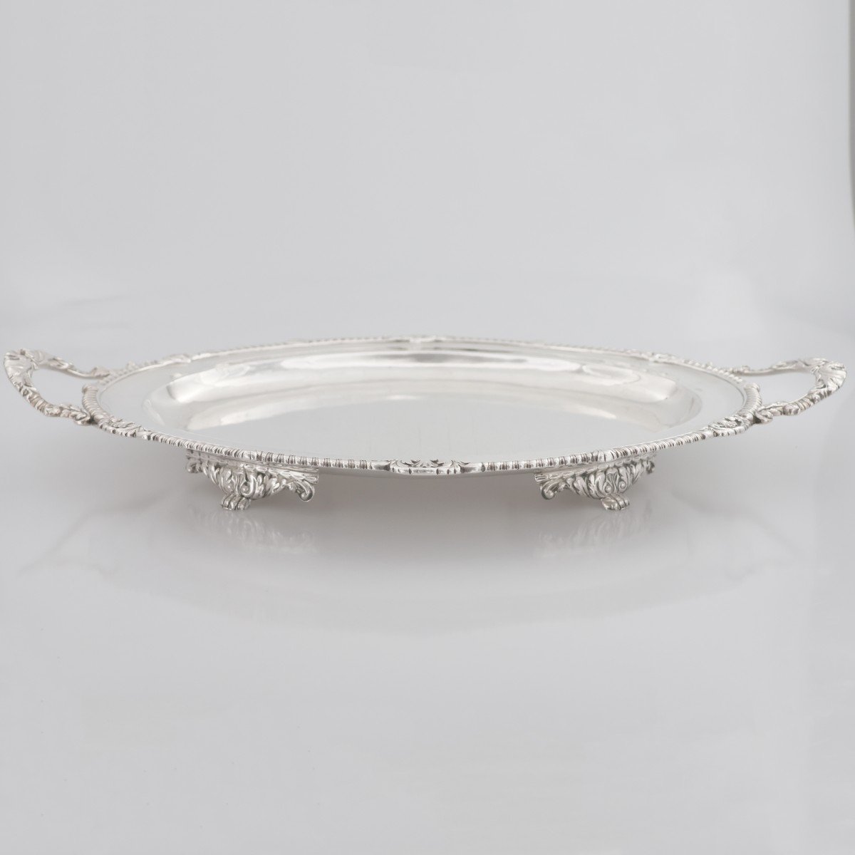 Vassoio a due manici in argento sterling Giorgio IV, Paul Storr, Londra, 1826-photo-3