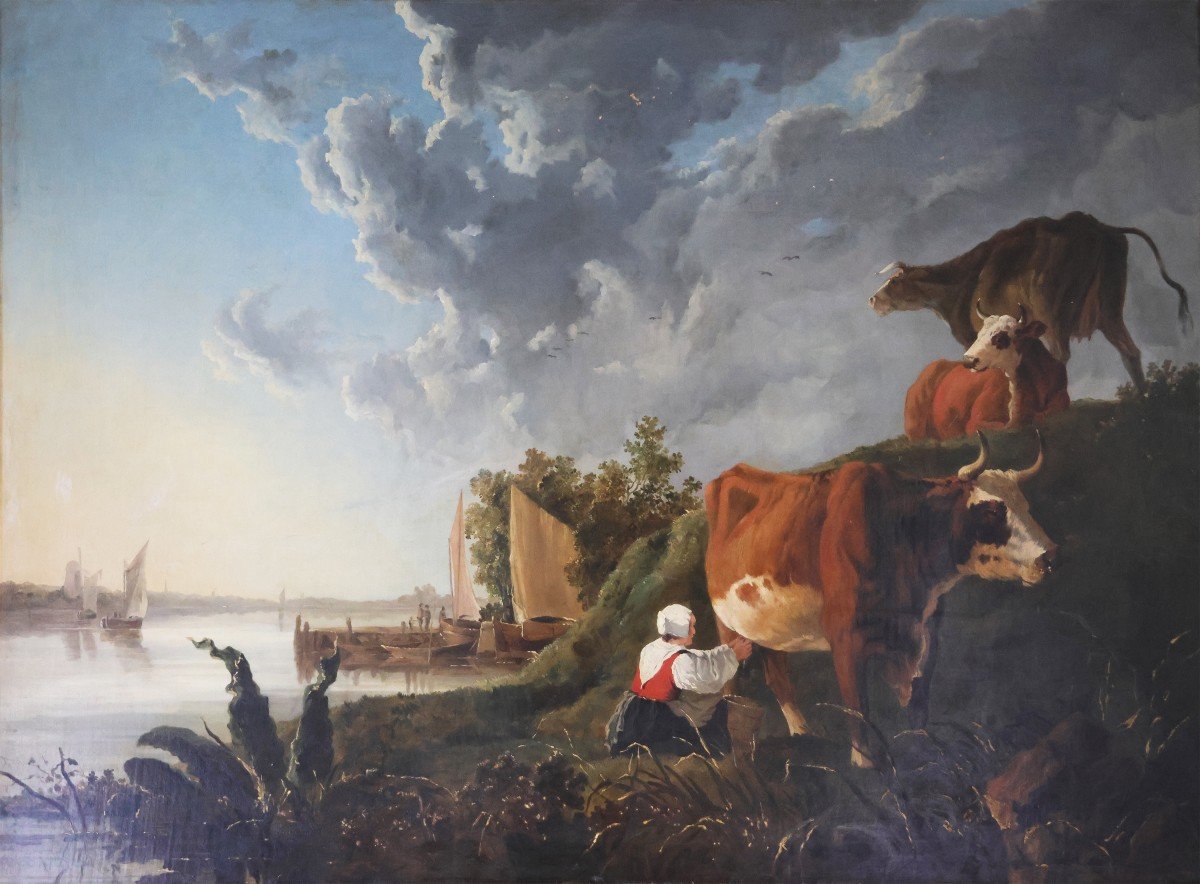 Hendrik Van de Sande Bakhuyzen attr.; 1795 - 1860; Mandria al pascolo, olio su tela