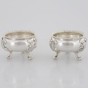 Coppia di saliere in argento sterling Giorgio IV, Paul Storr, Londra, 1820