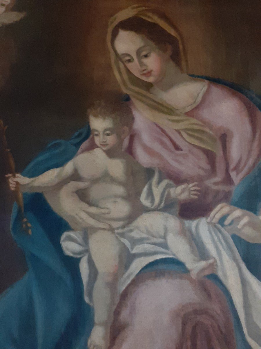 Dipinto olio su tela Madonna con Bambino-photo-4