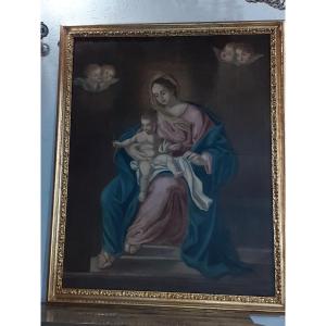 Dipinto olio su tela Madonna con Bambino