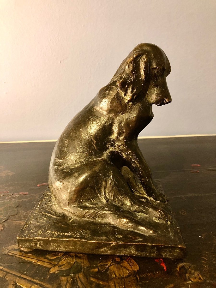 Scultura in bronzo di cane seduto. collezione Patrick Louis Vuitton