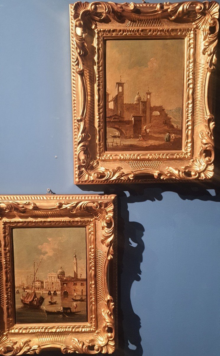 Coppia di olii su tela cm 31 x 20 " Vedute di Venezia " XIX secolo