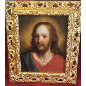 Olio su tela cm 39 x 31 " Volto di Cristo" Scuola lombarda fine XVII secolo