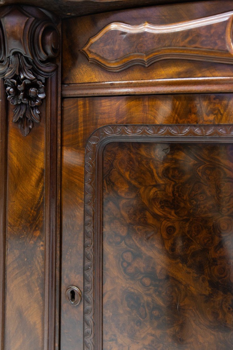 Credenza siciliana in noce fiammata, XIX secolo-photo-2