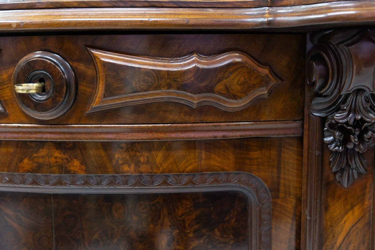 Credenza siciliana in noce fiammata, XIX secolo-photo-3