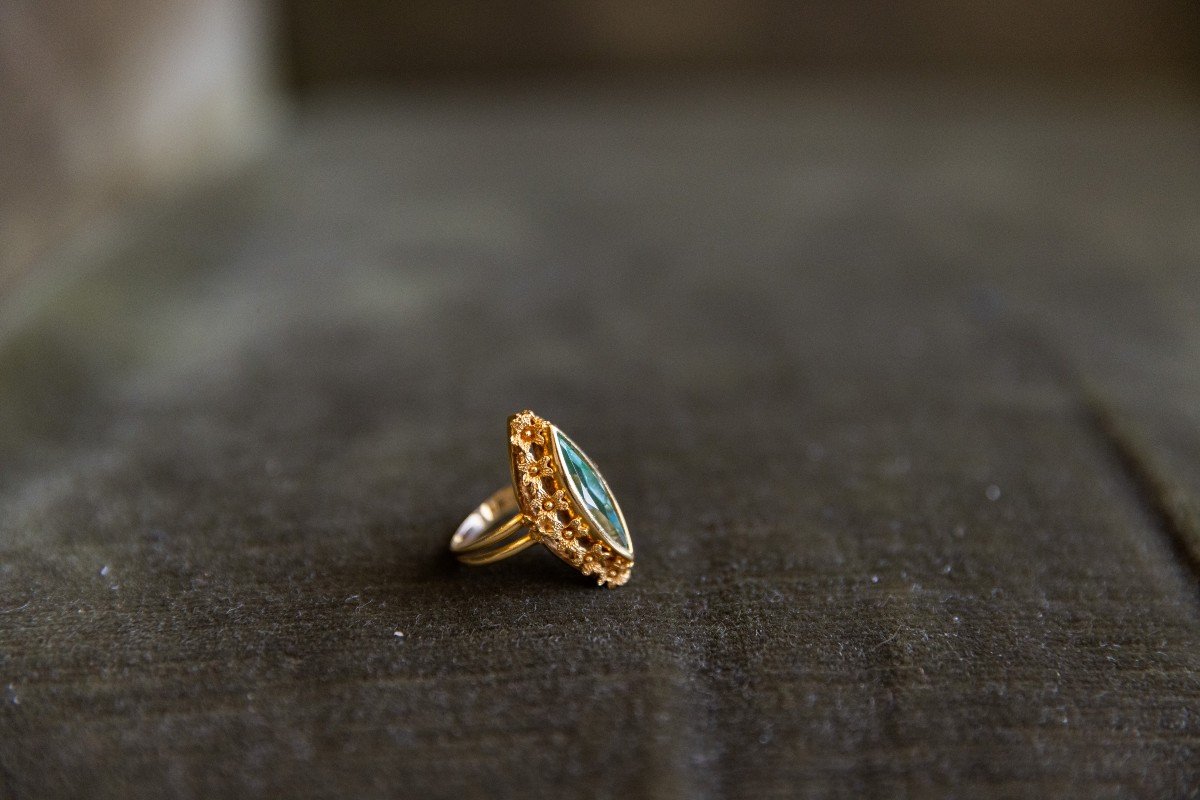 Anello in oro 18 k con acquamarina-photo-2