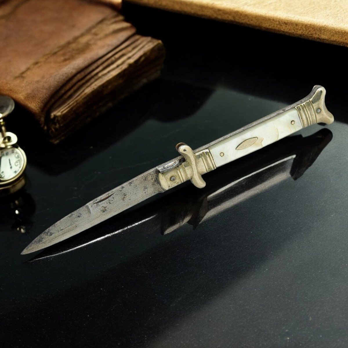 Antico coltello Belga da Gentiluomo della metà dell'XIX secolo. Liegi ca 1850