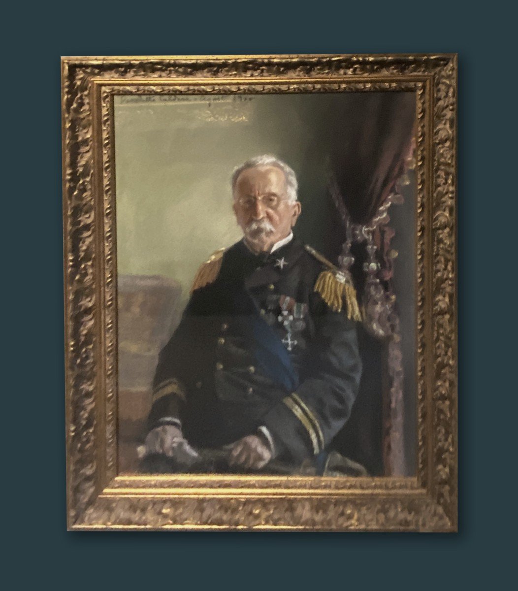 Ritratto di militare decorato -  firmato Benedetto Caldara (1879-1967)