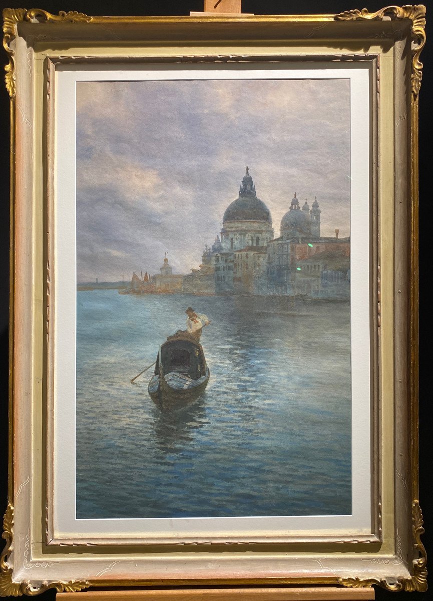 Acquerello di Alberto Prosdocimi - Veduta della Basilica della Madonna della Salute a Venezia