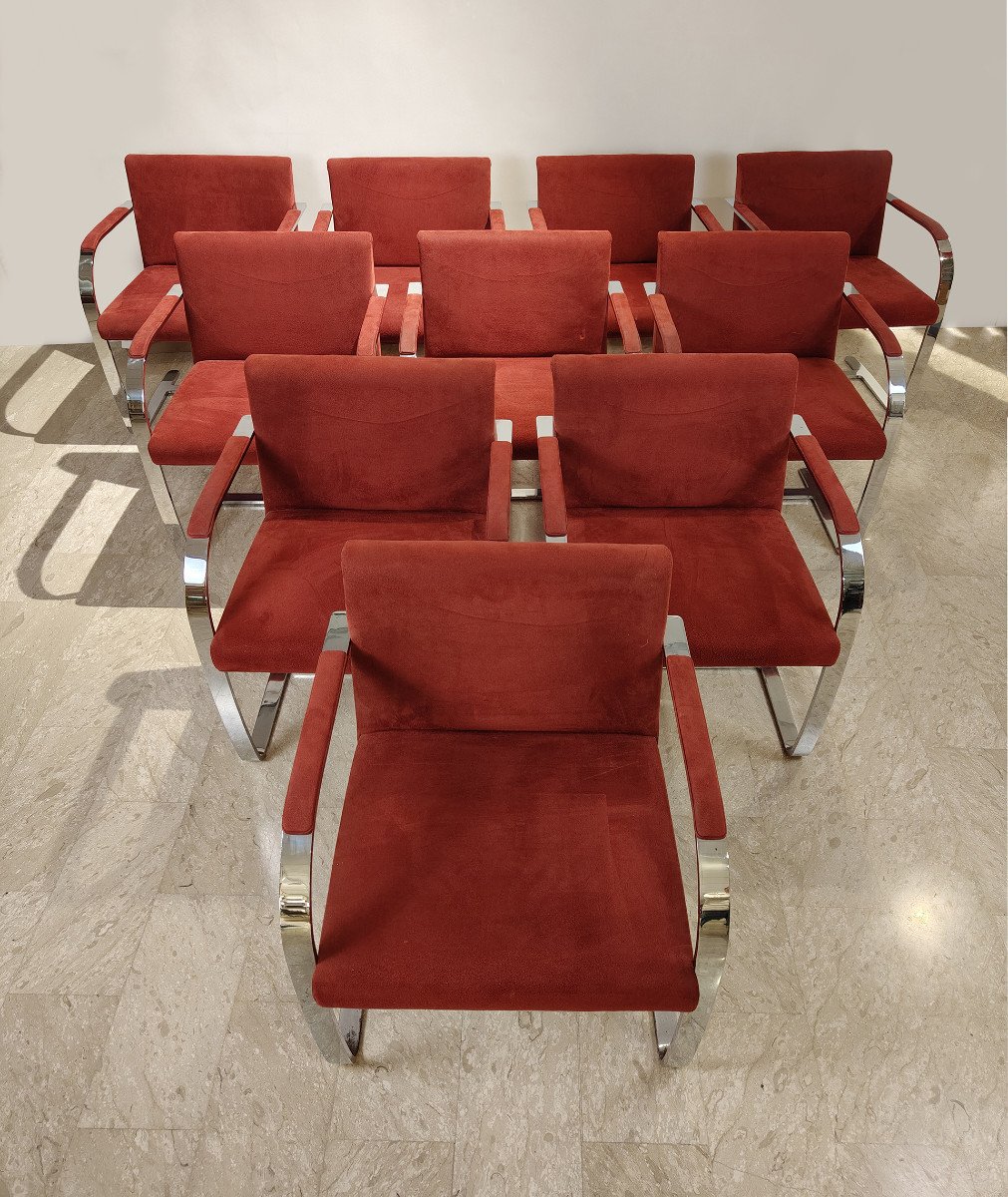 Set di 10 sedie Brno Flat Bar di Knoll, design di Mies Van der Rohe XX secolo