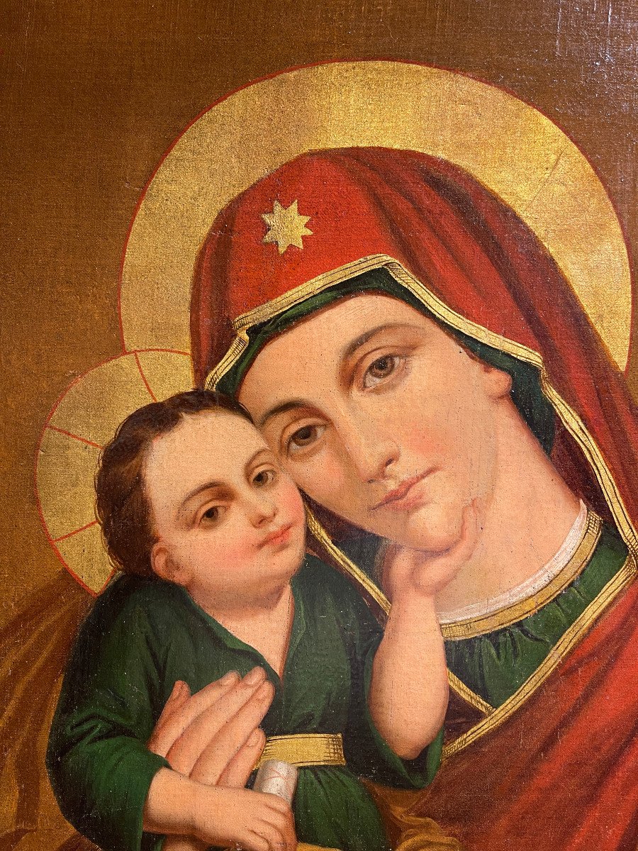 Olio su tela, "Madonna con Bambino" 1850, est Europa-photo-4