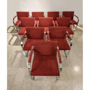 Set di 10 sedie Brno Flat Bar di Knoll, design di Mies Van der Rohe XX secolo