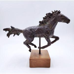 Cavallo in corsa in bronzo di Piero Augusto Donati, n°5/30, Italia, anni '80/'90