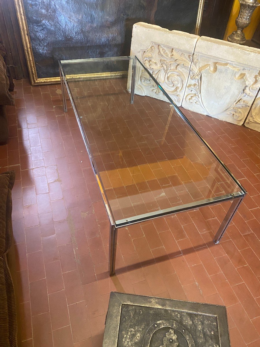 Tavolino in metallo e piano in vetro di Ross Littell per DePadova - Anni '60-photo-2