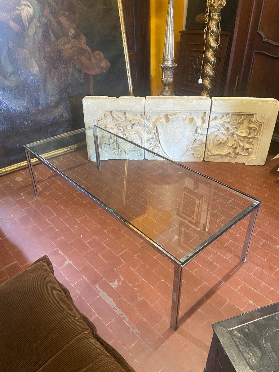 Tavolino in metallo e piano in vetro di Ross Littell per DePadova - Anni '60-photo-3