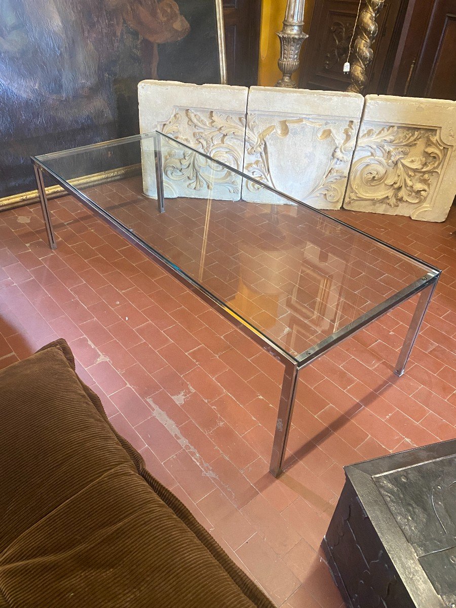 Tavolino in metallo e piano in vetro di Ross Littell per DePadova - Anni '60-photo-4