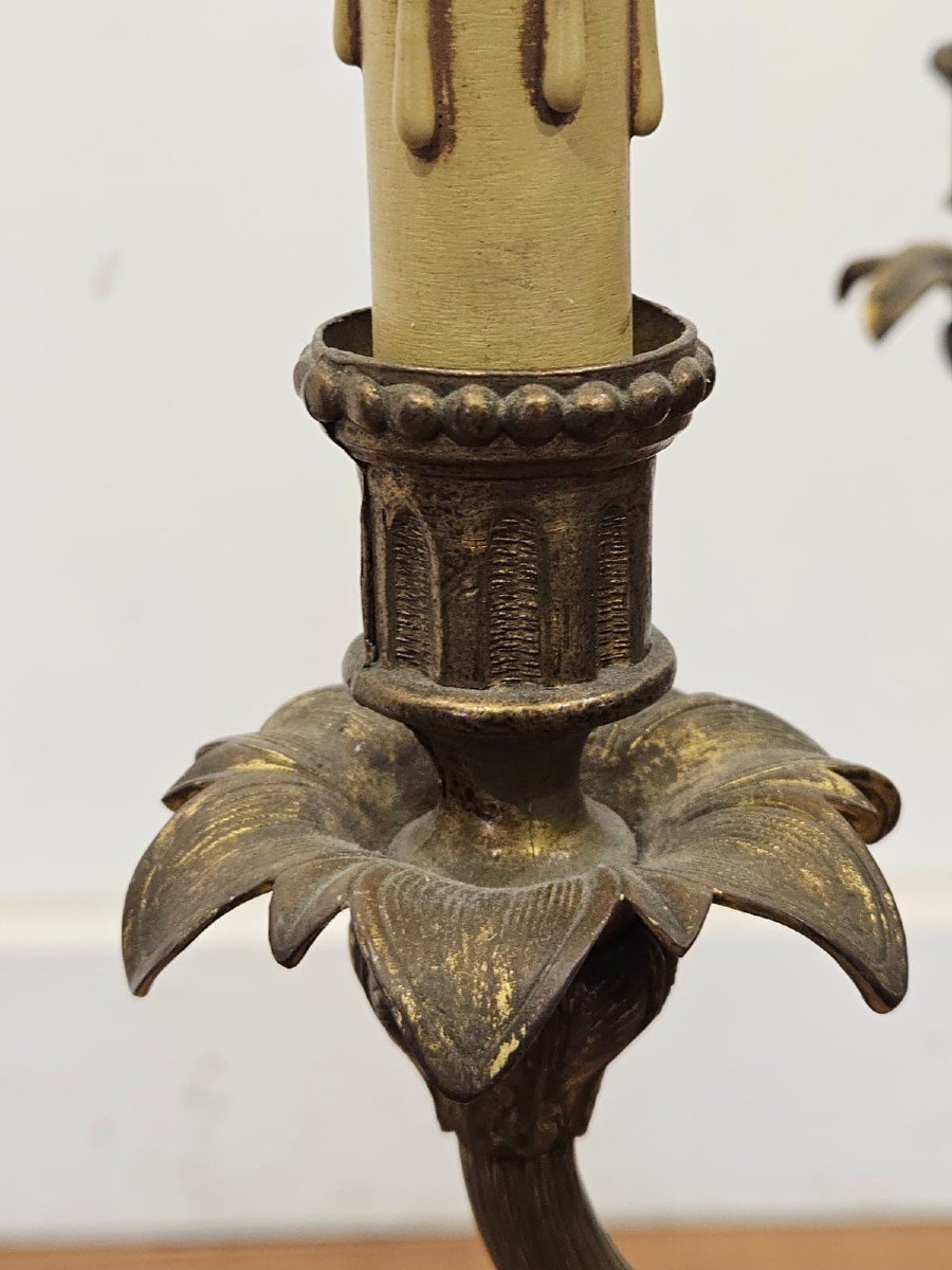 Lampadario a mongolfiera in bronzo e vetro molato-photo-3