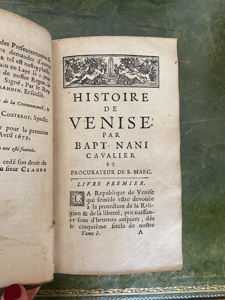 Libro antico "Histoire de Venise par Bpt.Nani Cavalier...." 1679-photo-3