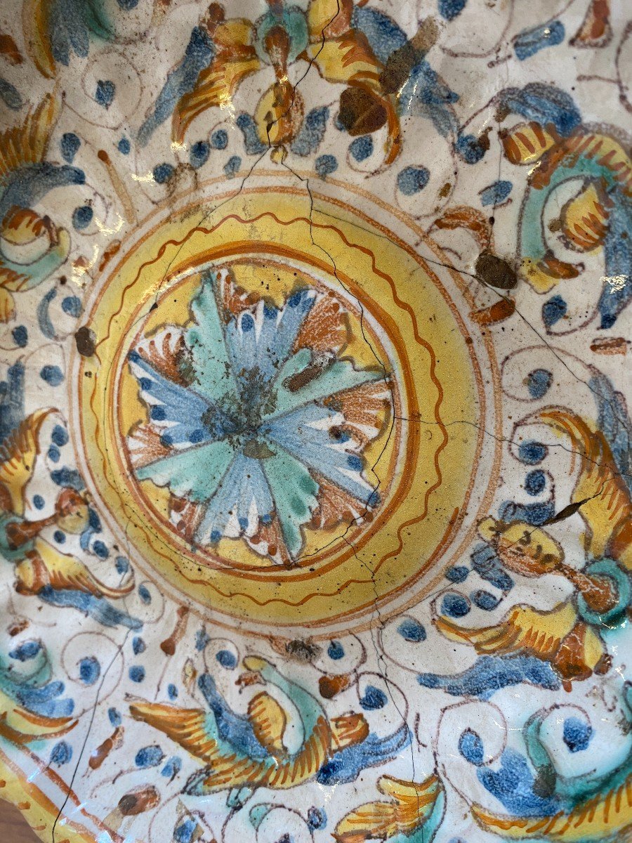 Antica alzata Deruta in maiolica decorata - XVII Sec.-photo-2