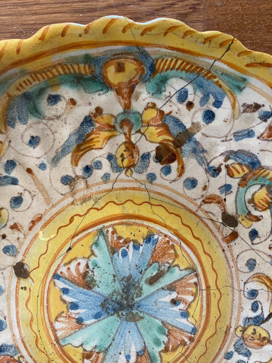 Antica alzata Deruta in maiolica decorata - XVII Sec.-photo-3