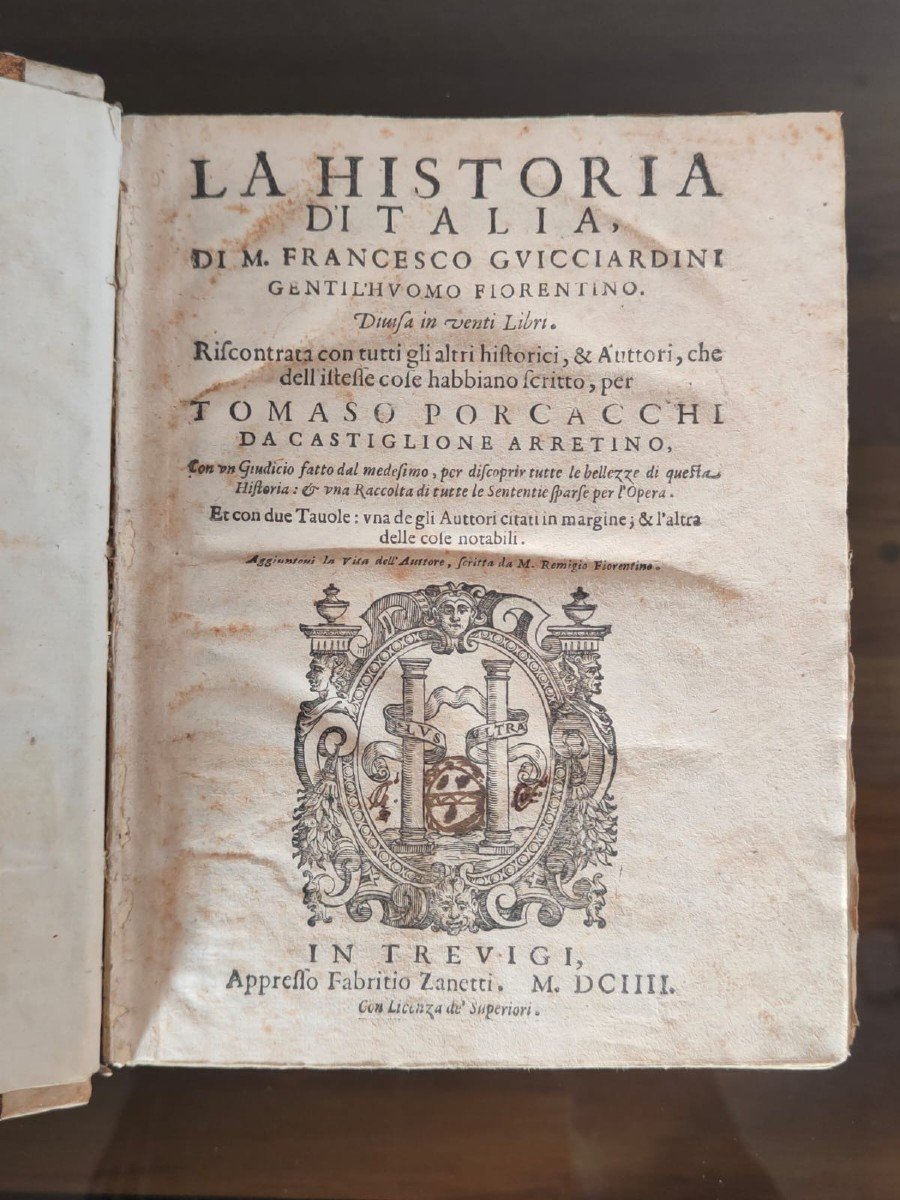 Libro antico " LA HISTORIA D'ITALIA di M.Francesco Guicciardini " 1604