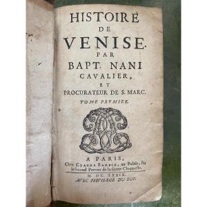 Libro antico "Histoire de Venise par Bpt.Nani Cavalier...." 1679