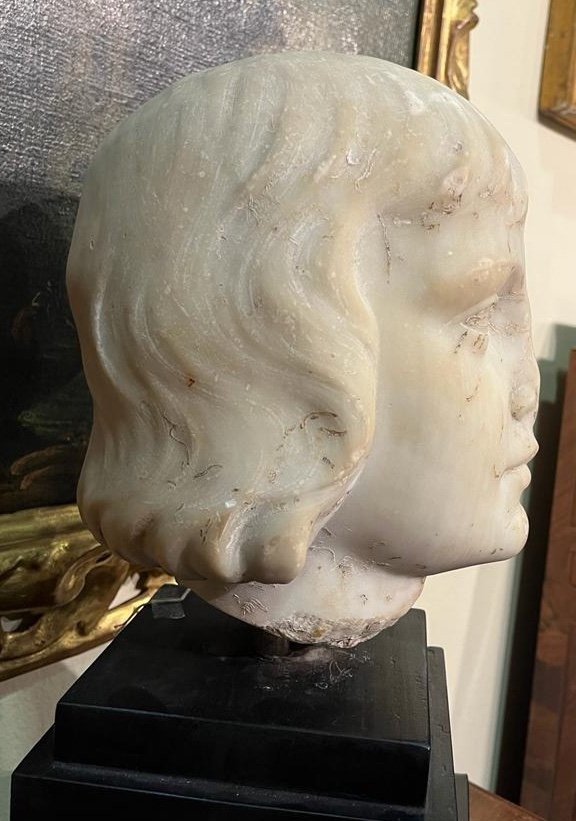 Testa di giovane in bel marmo bianco. Italia - XVII-XVIII secolo.-photo-3