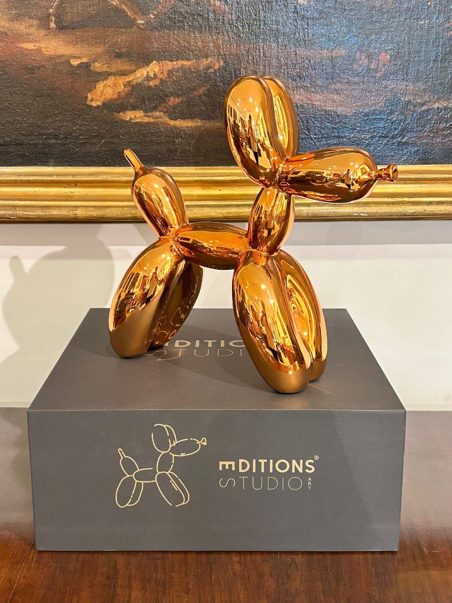 Jeef Koons - Ballon dog L orange gold (Editions Studio art)-photo-4