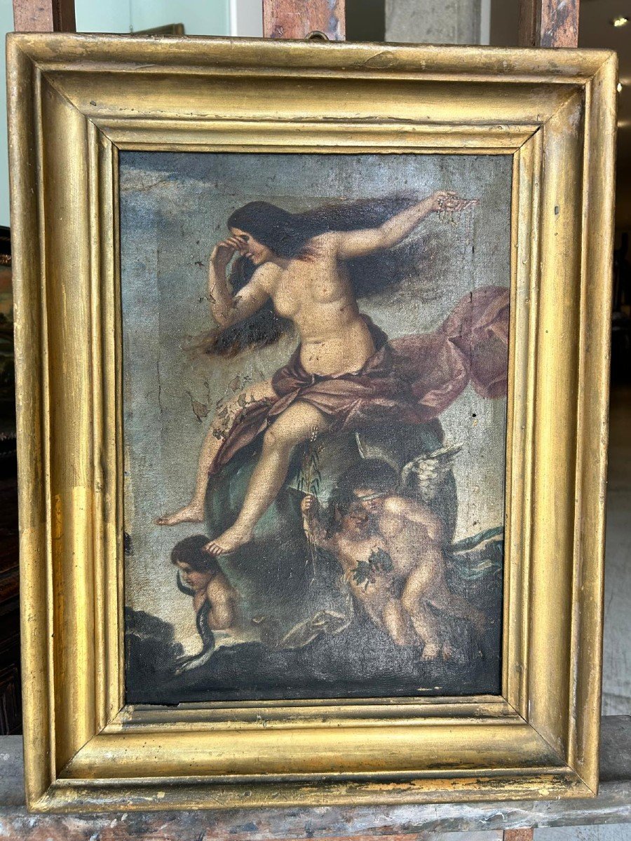 Allegoria della fortuna, olio su tela fine XVII, primi XVIII secolo.-photo-1