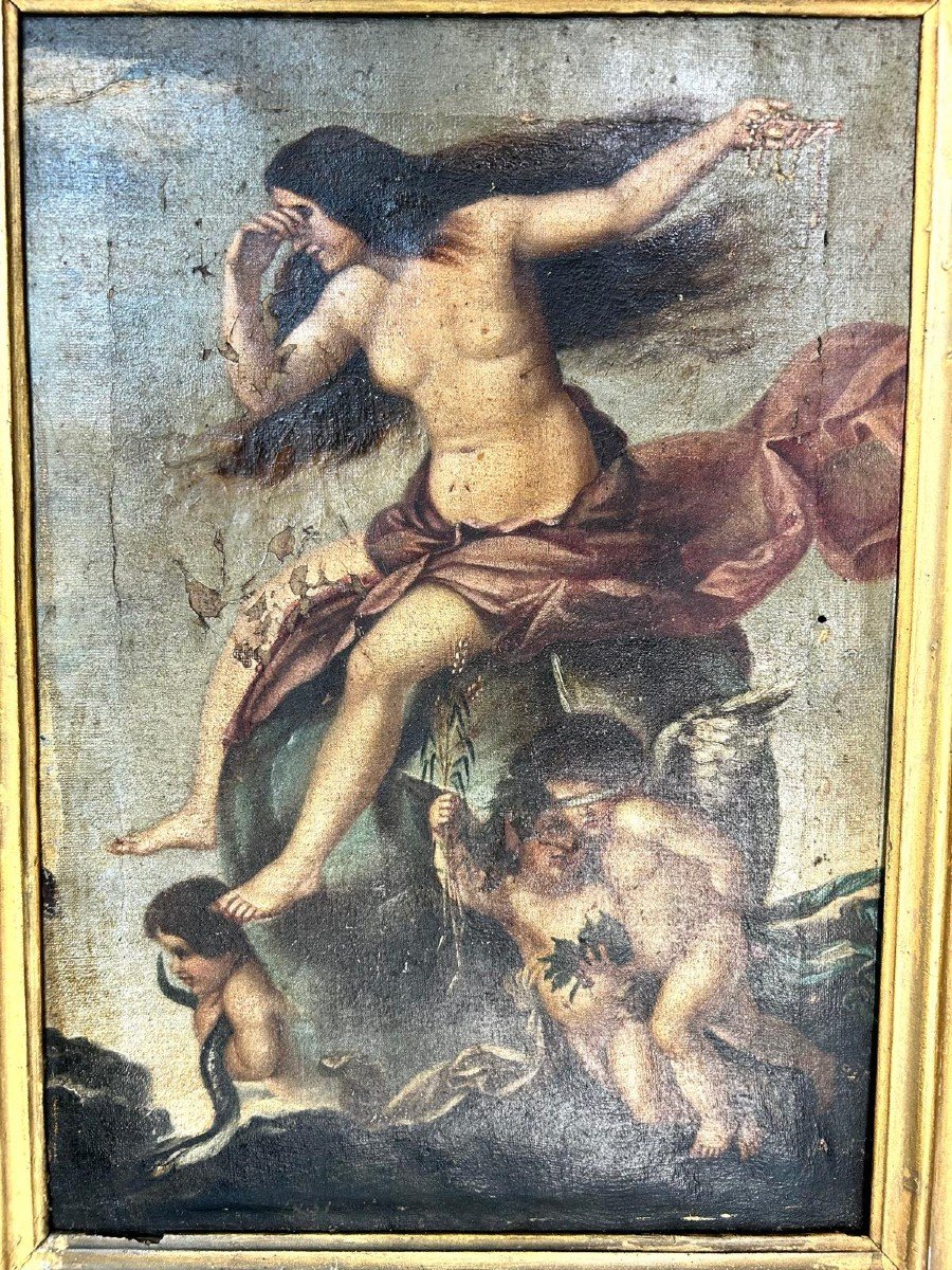 Allegoria della fortuna, olio su tela fine XVII, primi XVIII secolo.-photo-2