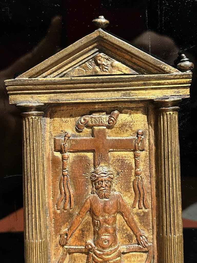 Pace in bronzo con Cristo al sepolcro, bottega Veneziana della prima metà del XVI secolo.-photo-2