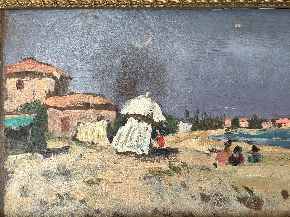 Pittura di macchia, coppia di paesaggi firmati e datati da G. Pizzirani.-photo-4