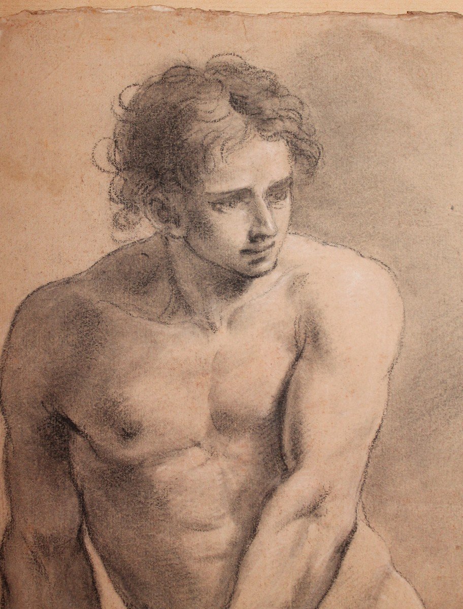 Nudo accademico - Giov Pancaldi - scuola bolognese  - Gandolfi - Calvi - Disegno - Firmato